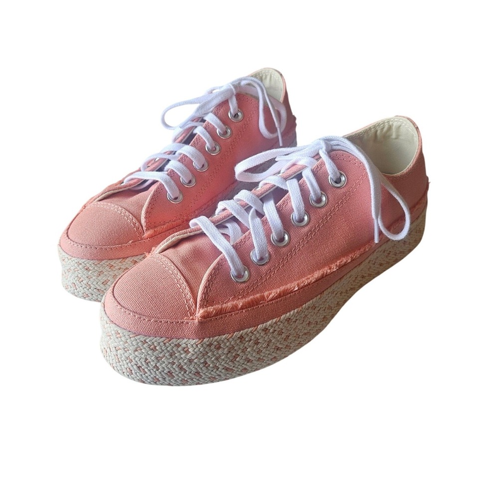 Converse Chuck Taylor All Star Platform Espadrille Coral Pink Canvas Sneaker 6.5